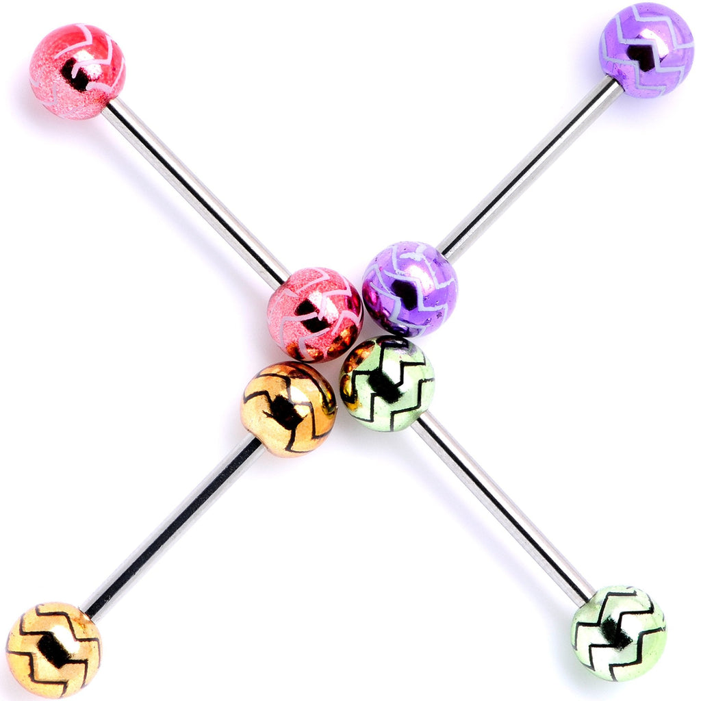 Summer Party Zig Zag Barbell Tongue Ring Set of 4