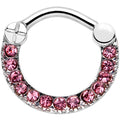16G 5/16 Pink Gem Paved Glamour Cartilage Clicker