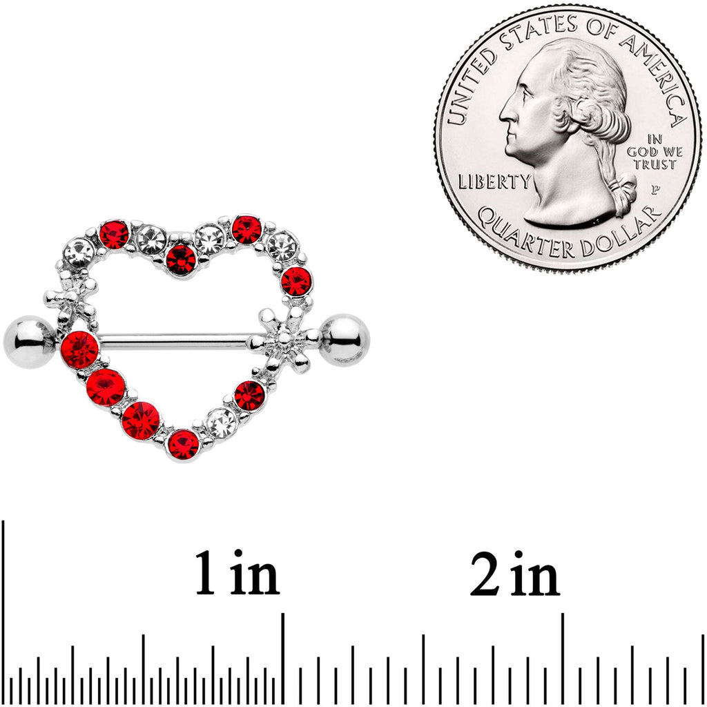 14G 7/8 Red Clear Gem Loves Garden Nipple Shield Set