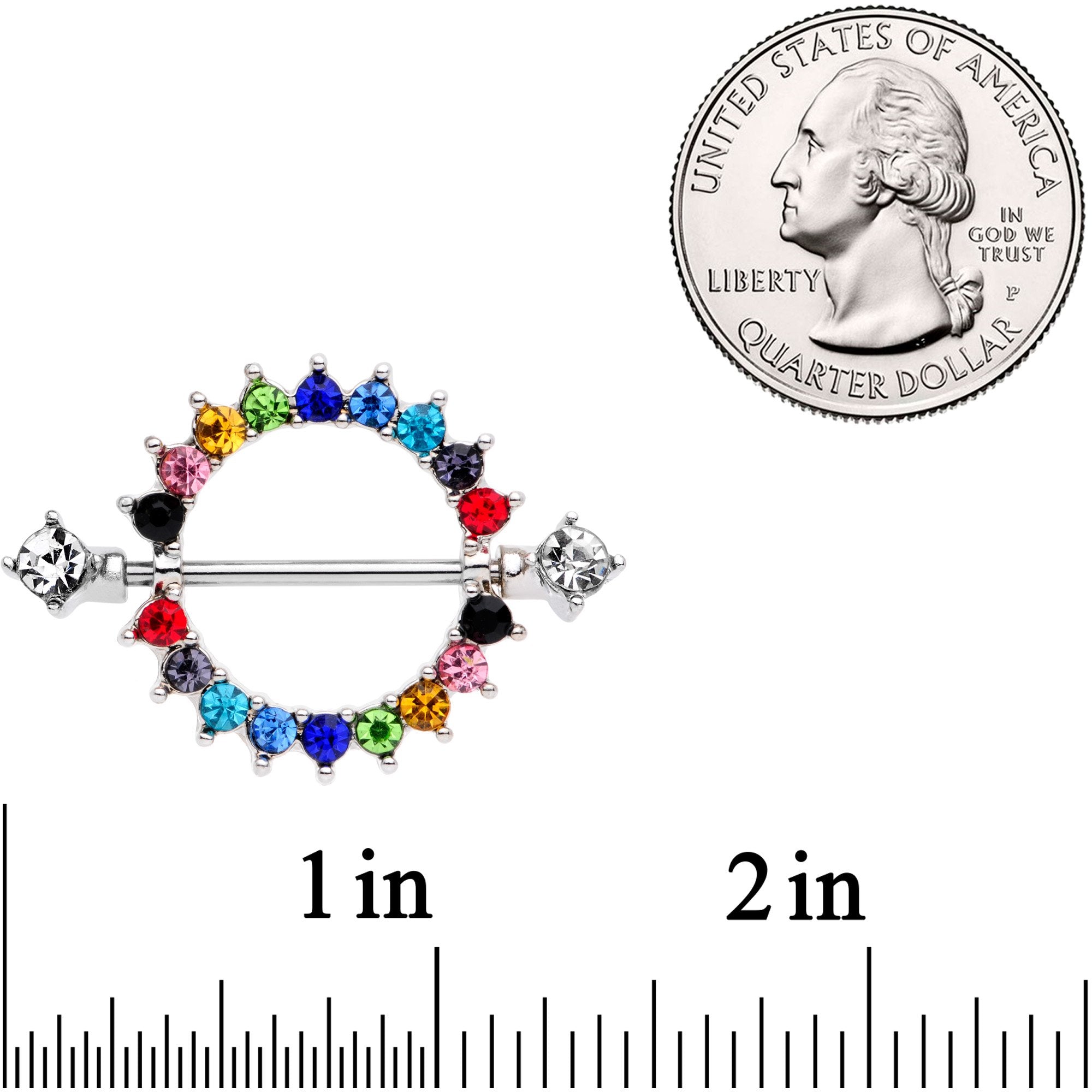 14G 9/16 Multicolor Gem Rainbow Wonderland Nipple Shield Set