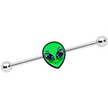 14G Hypnotic Eye Green Alien Industrial Barbell 38mm