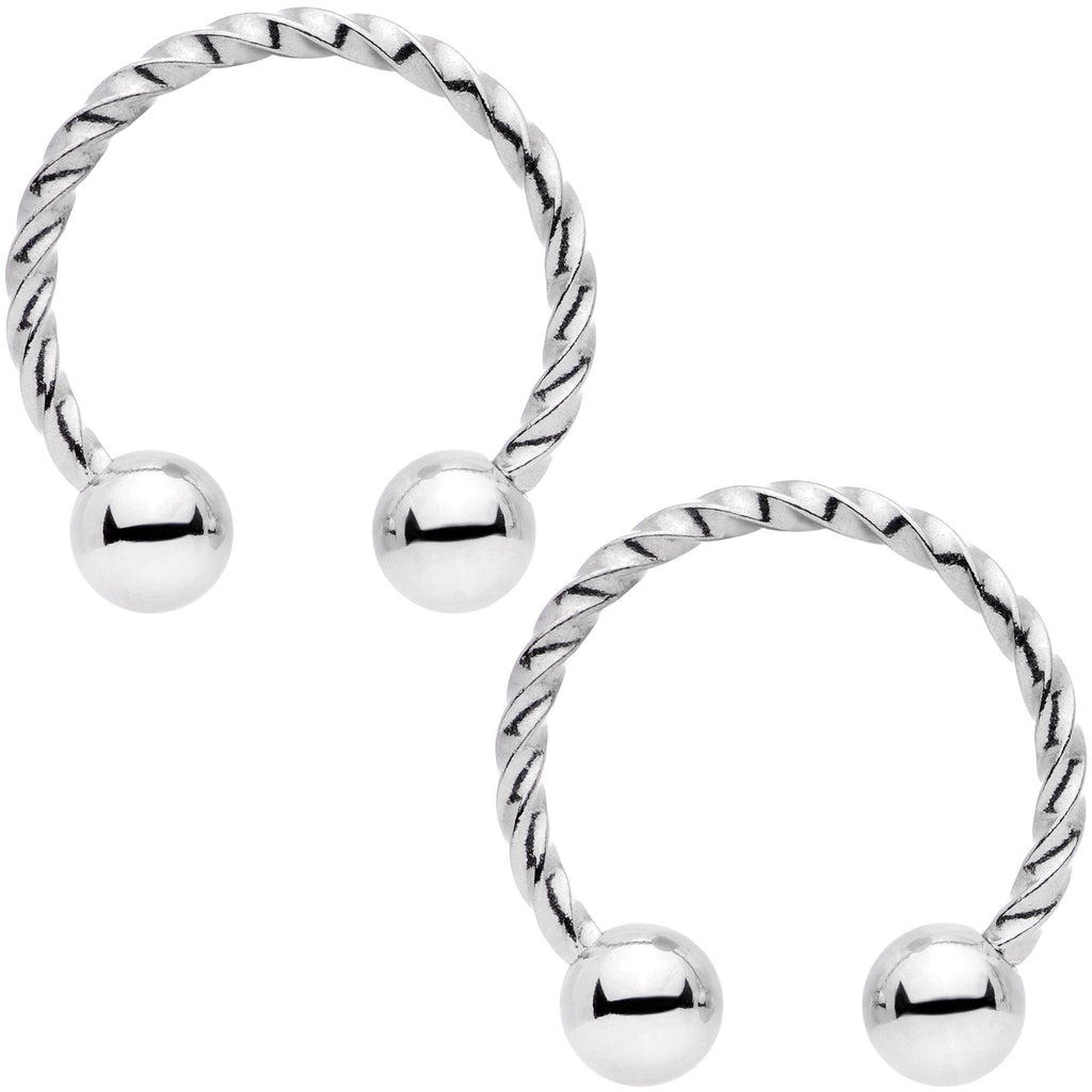 14G 1/2 9/16 Blue Seashell Twisted Horseshoe Nipple Jewelry Set
