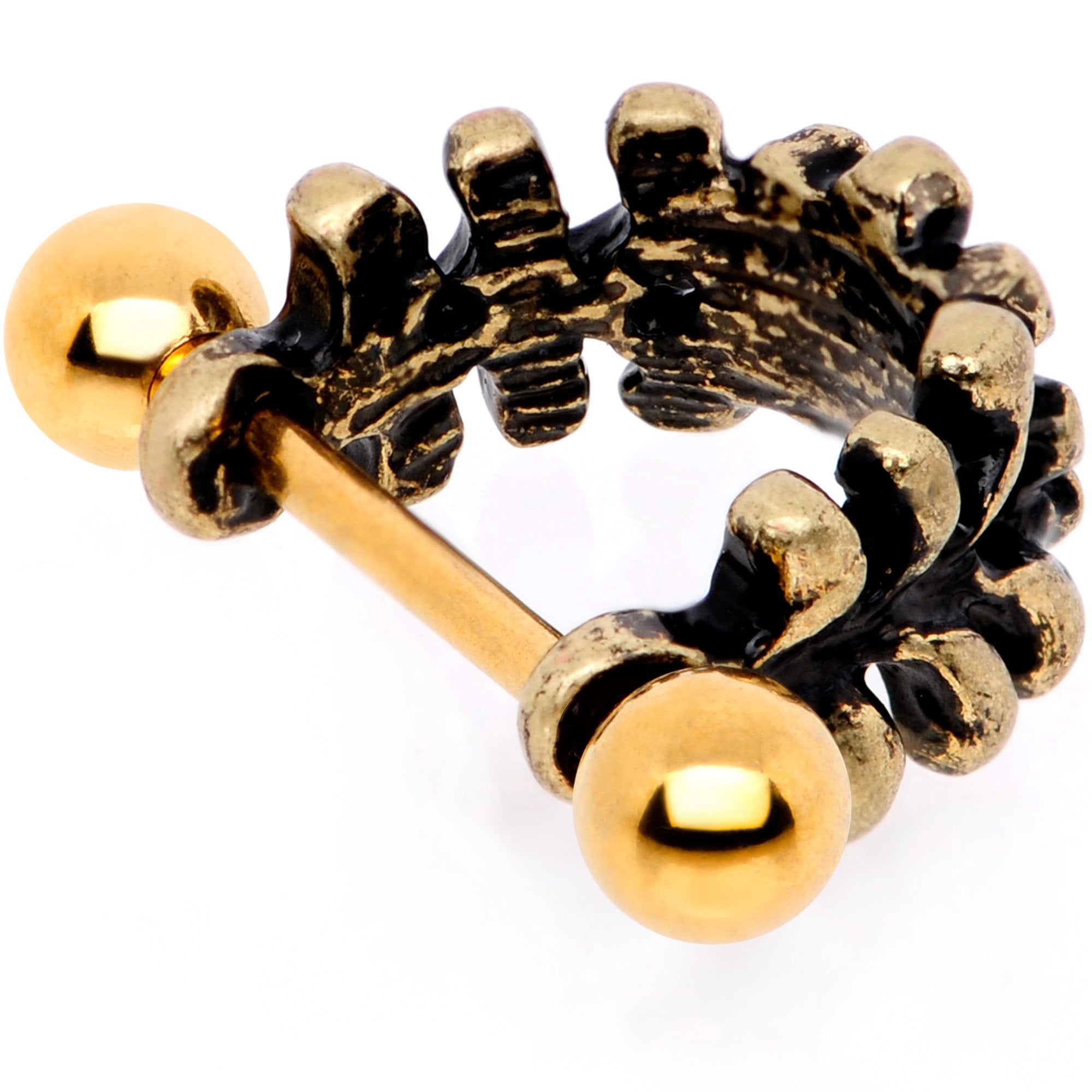 16G 1/2 Clear Gem Gold Tone Flower Cuff Cartilage Earring