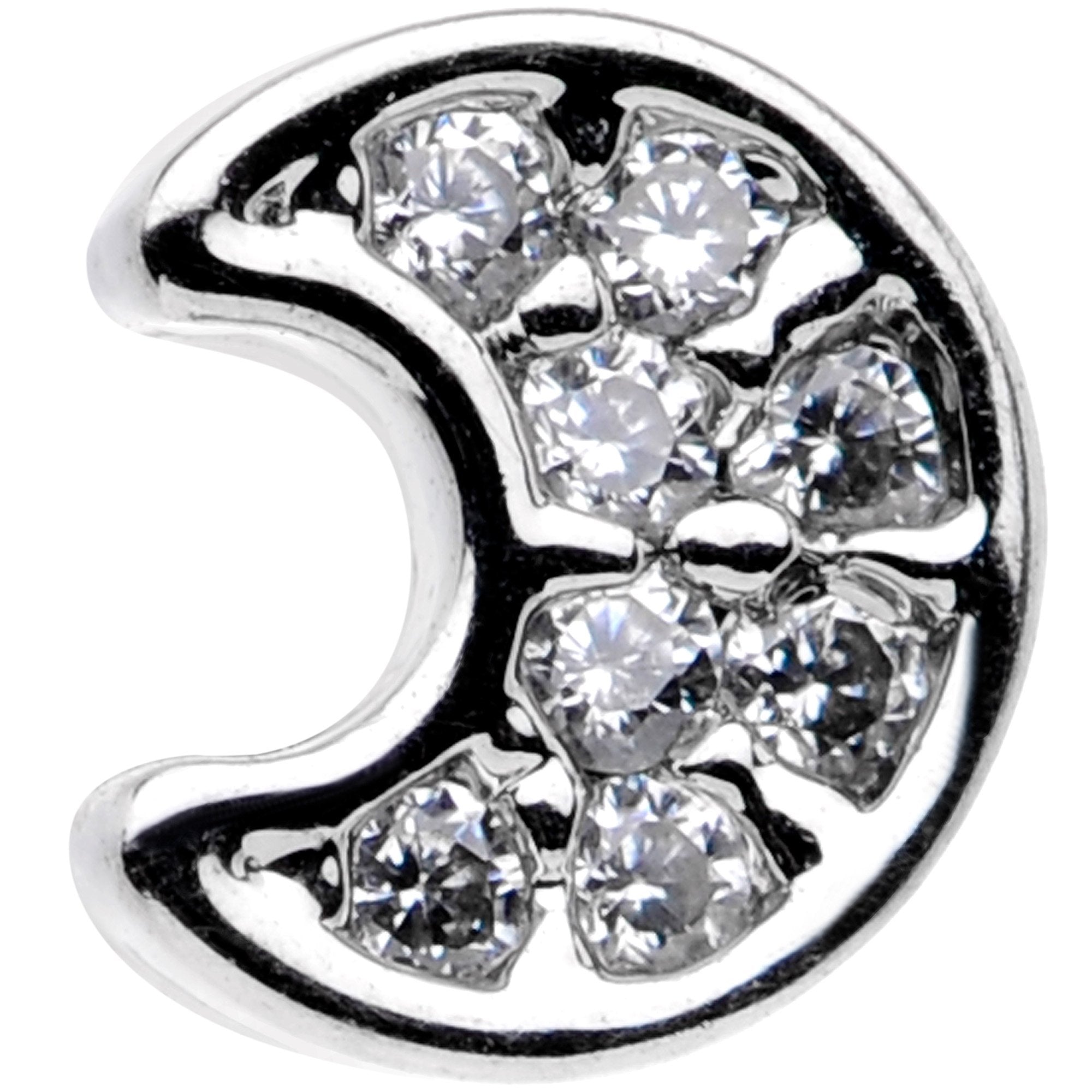 18G 5/16 Clear Gem Crescent Moon Tragus Cartilage Earring