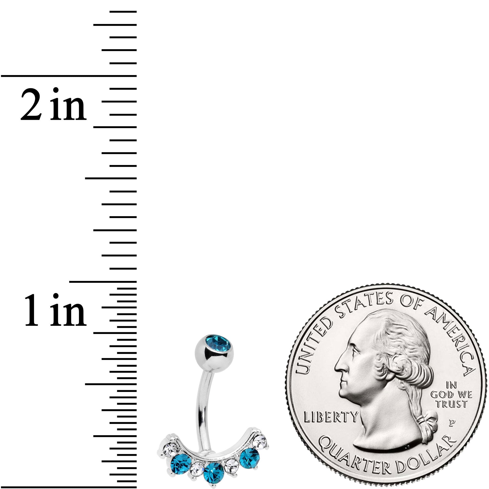 Aqua Clear CZ Gem Wave Of Glamour Belly Ring