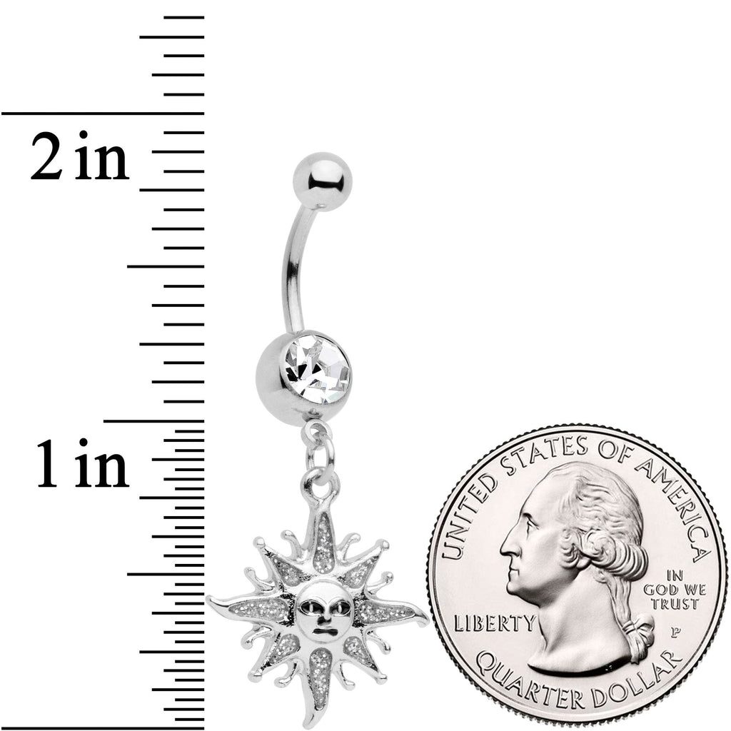 Clear Gem Celestial Sun Dangle Belly Ring