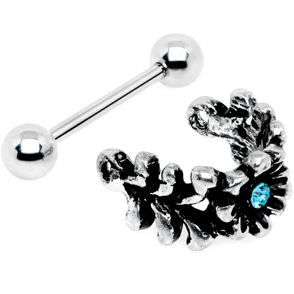 16G 3/8 Aqua Gem Floral Wreath Cuff Cartilage Earring