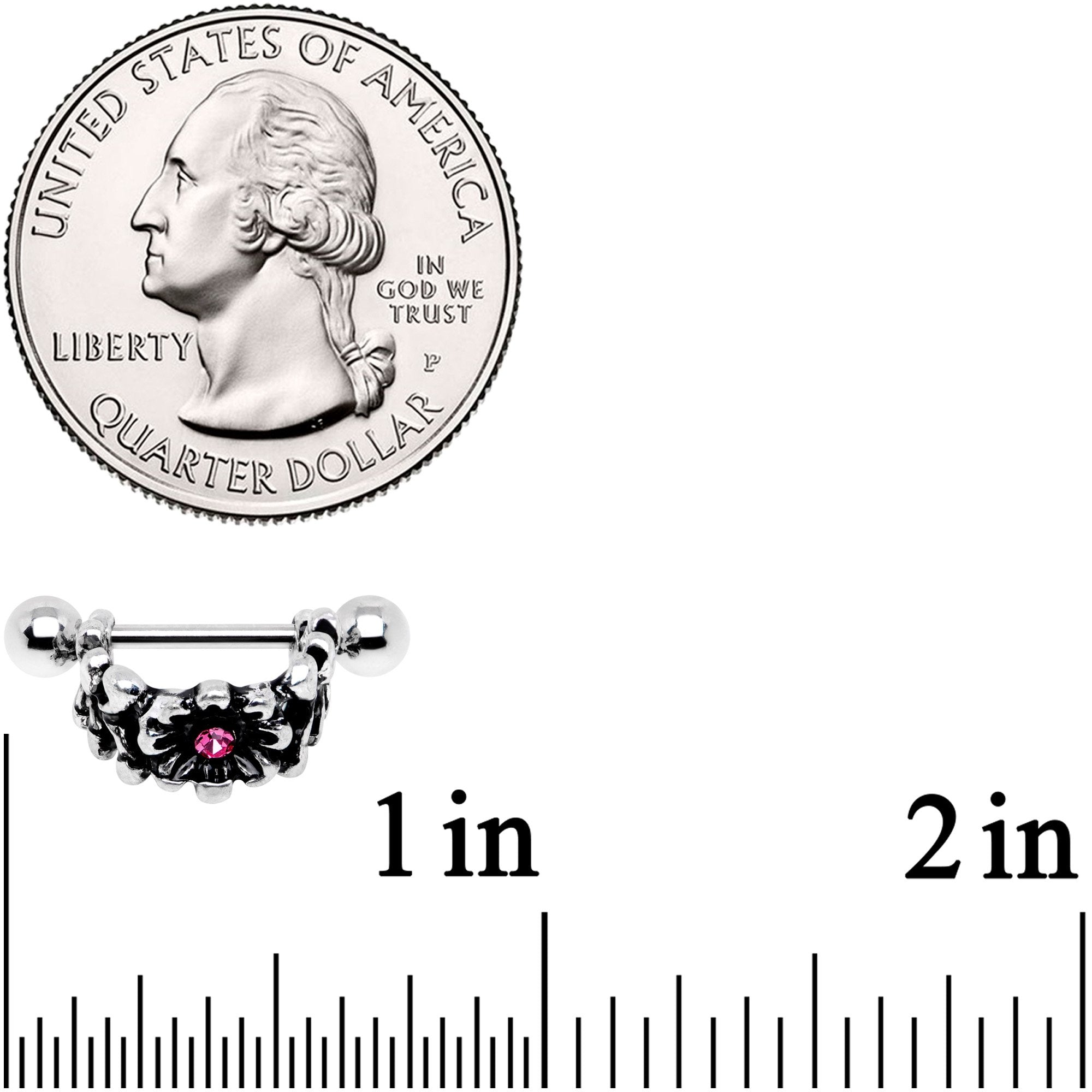 16G 3/8 Pink Gem Floral Wreath Cuff Cartilage Earring