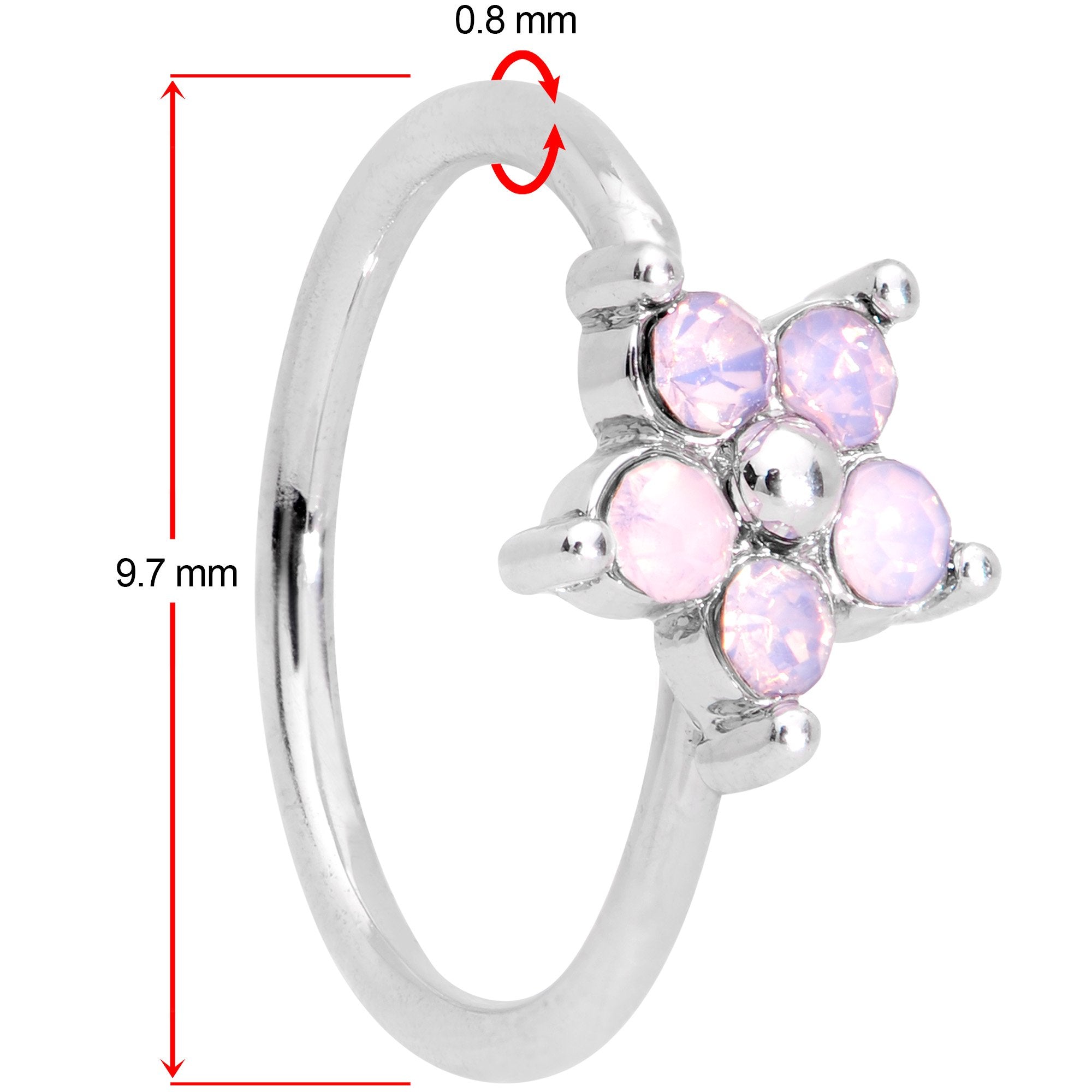 20G 5/16 Pink Faux Opal Flower Seamless Circular Ring