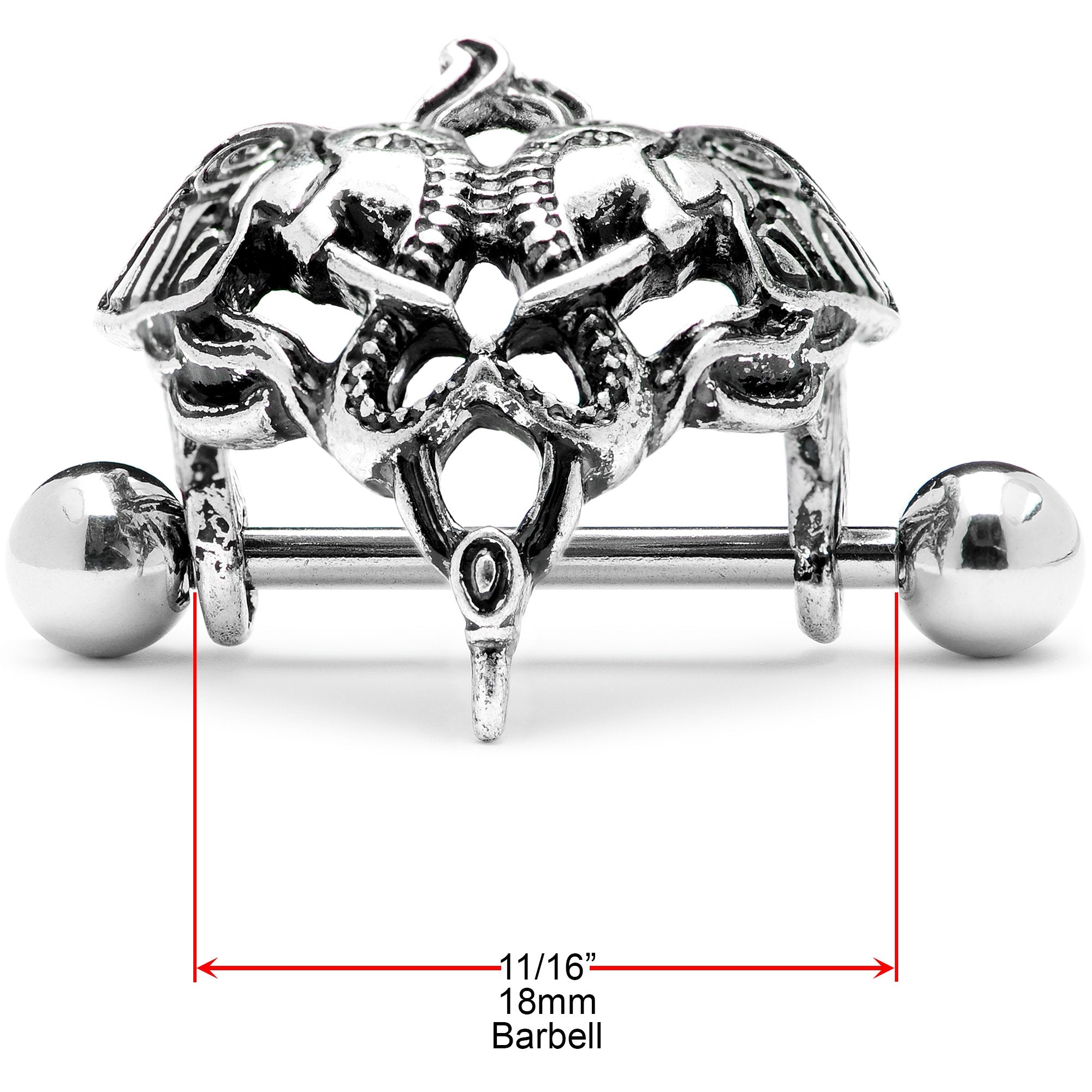 14G 9/16 Dueling Elephants Nipple Shield Set