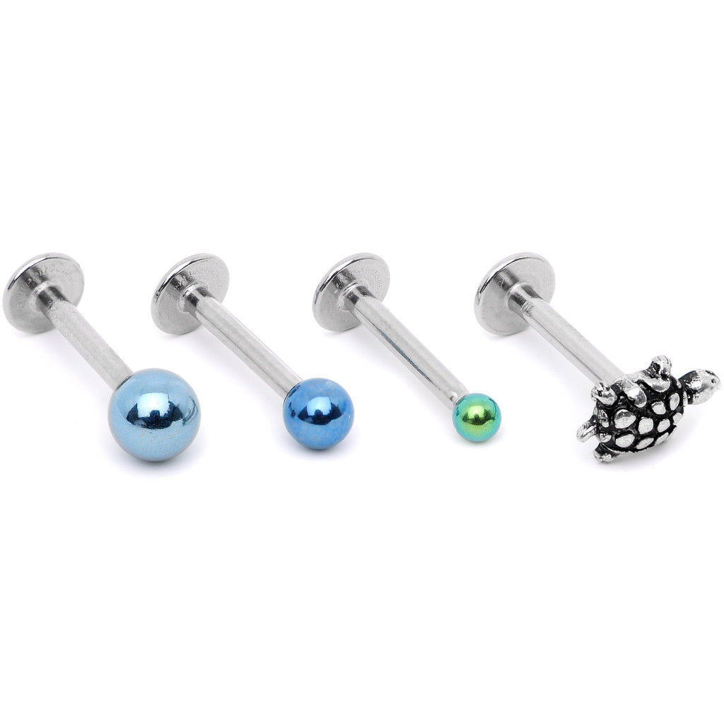 16G 5/16 Multi Tone End Turtle Cartilage Tragus Earring Set