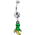 Clear Gem An Appealing Little Banana Alien Dangle Belly Ring