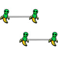 14G 9/16 Appealing Little Banana Alien Barbell Nipple Ring Set