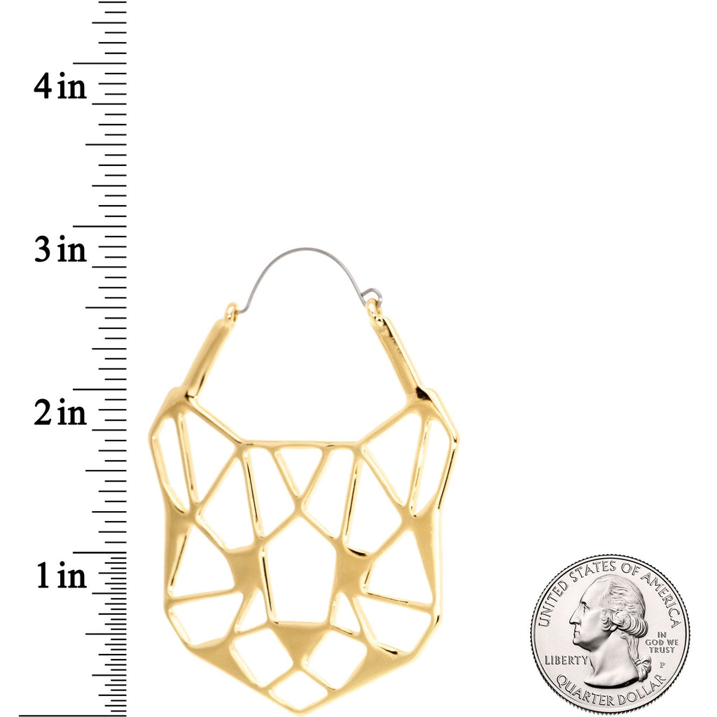 Gold Tone Geometric Cut Out Cat Panther Tunnel Plug Earrings