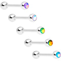 Aurora Gem Inlay Mouthful of Colors Barbell Tongue Ring Set of 5