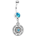 Blue Gem Mind Bending Mandala Dangle Belly Ring