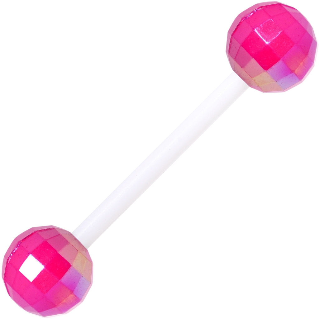 Flexible Acrylic New Years Disco Ball Barbell Tongue Ring Set