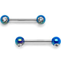 9/16 Clear Gem Blue Pearlescent Acrylic Barbell Nipple Ring Set