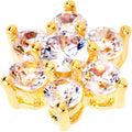 14G Clear Cubic Zirconia Gem Gold Tone Flower Dermal Anchor Top