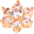 14G Clear CZ Gem Rose Gold Tone Flower Dermal Anchor Top