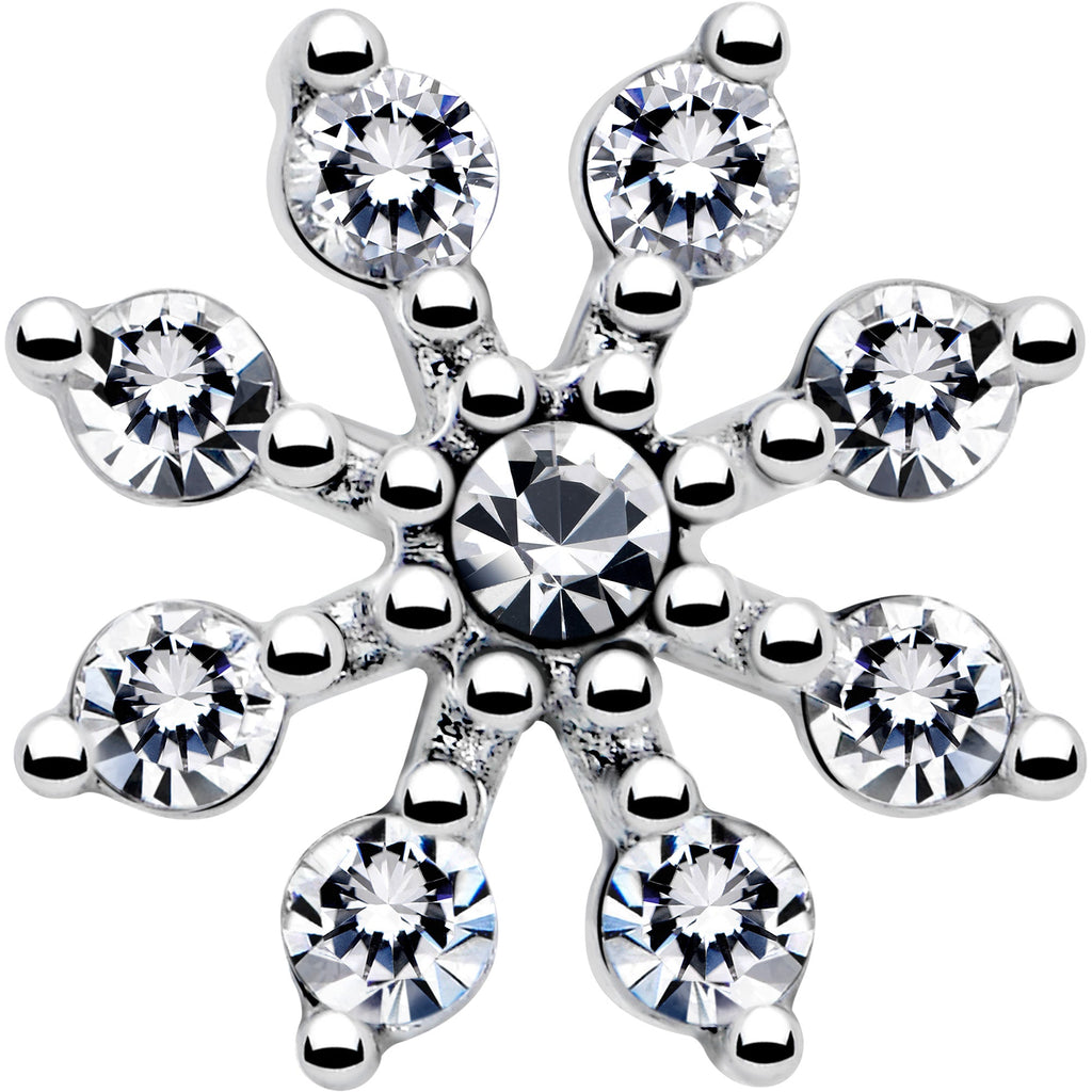 20G 1/4 Clear CZ Gem Flower L Shaped Nose Ring