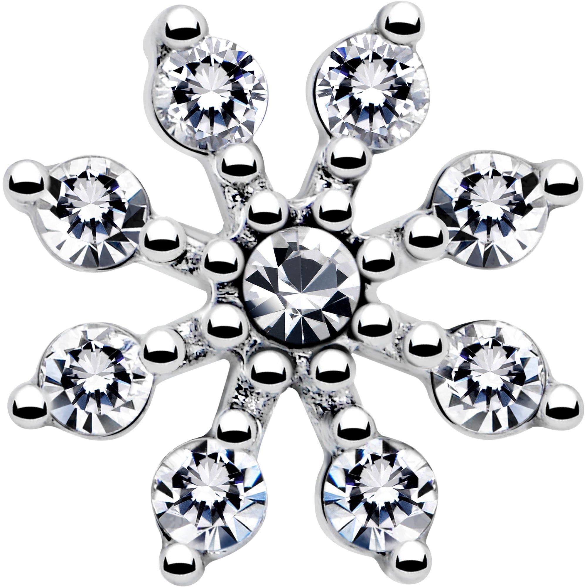 20G 1/4 Clear CZ Gem Flower L Shaped Nose Ring
