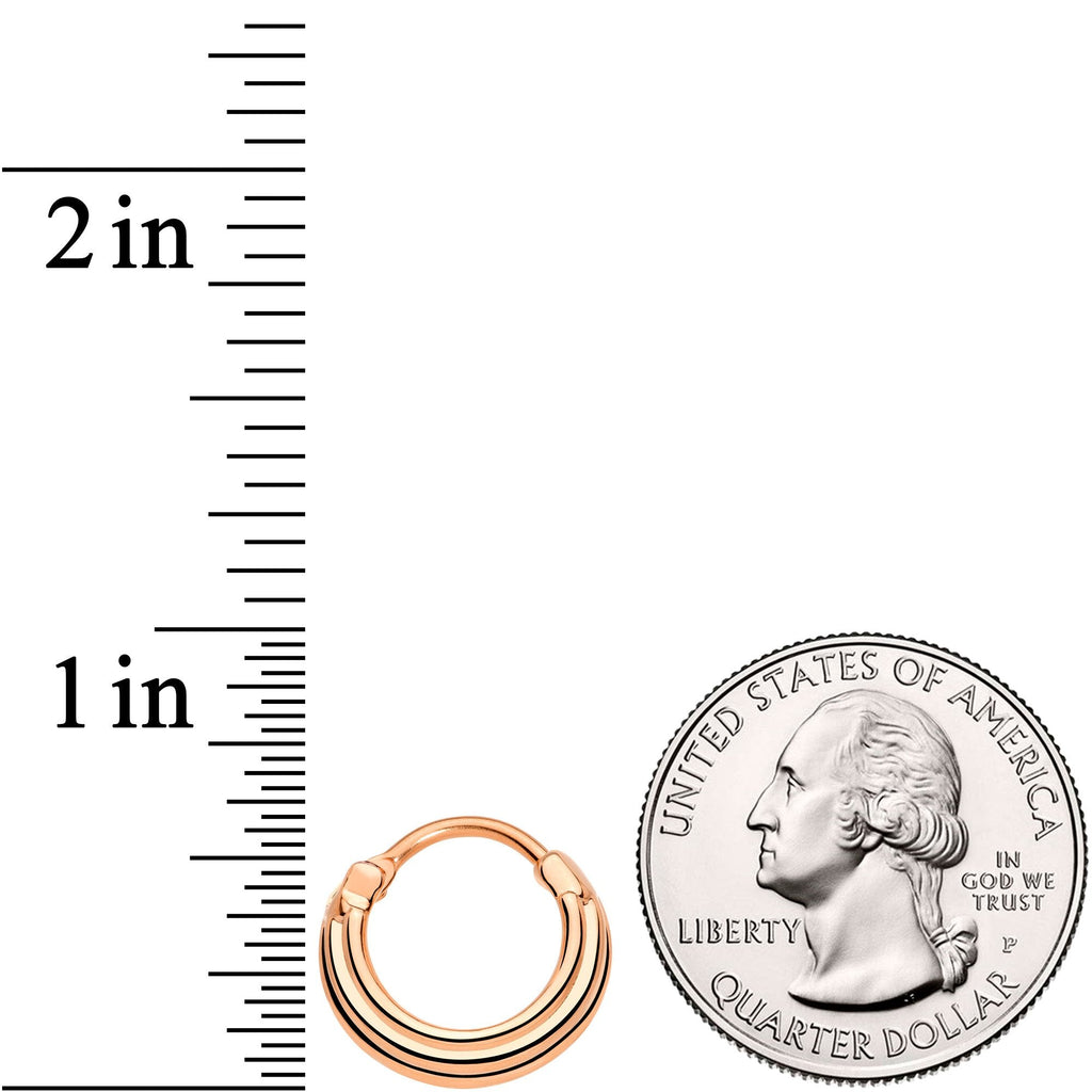 16G 3/8 Rose Gold Tone Delicate Grooves Hinged Septum Ring