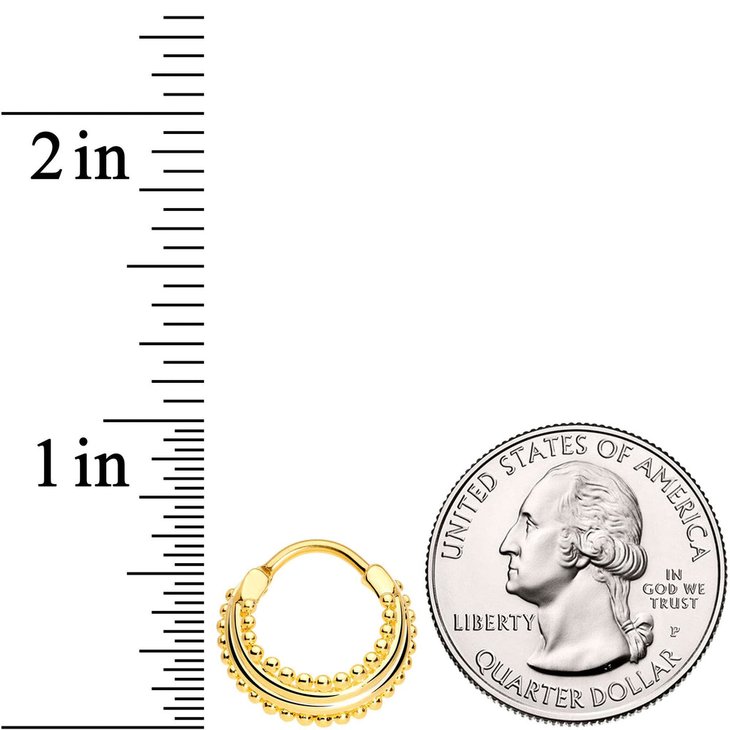 16G 3/8 Gold Tone Delicate Dots Hinged Septum Ring