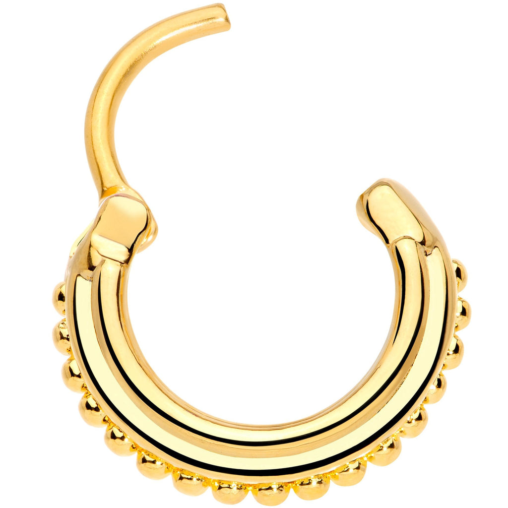 16G 3/8 Gold Tone Delicate Details Hinged Septum Ring