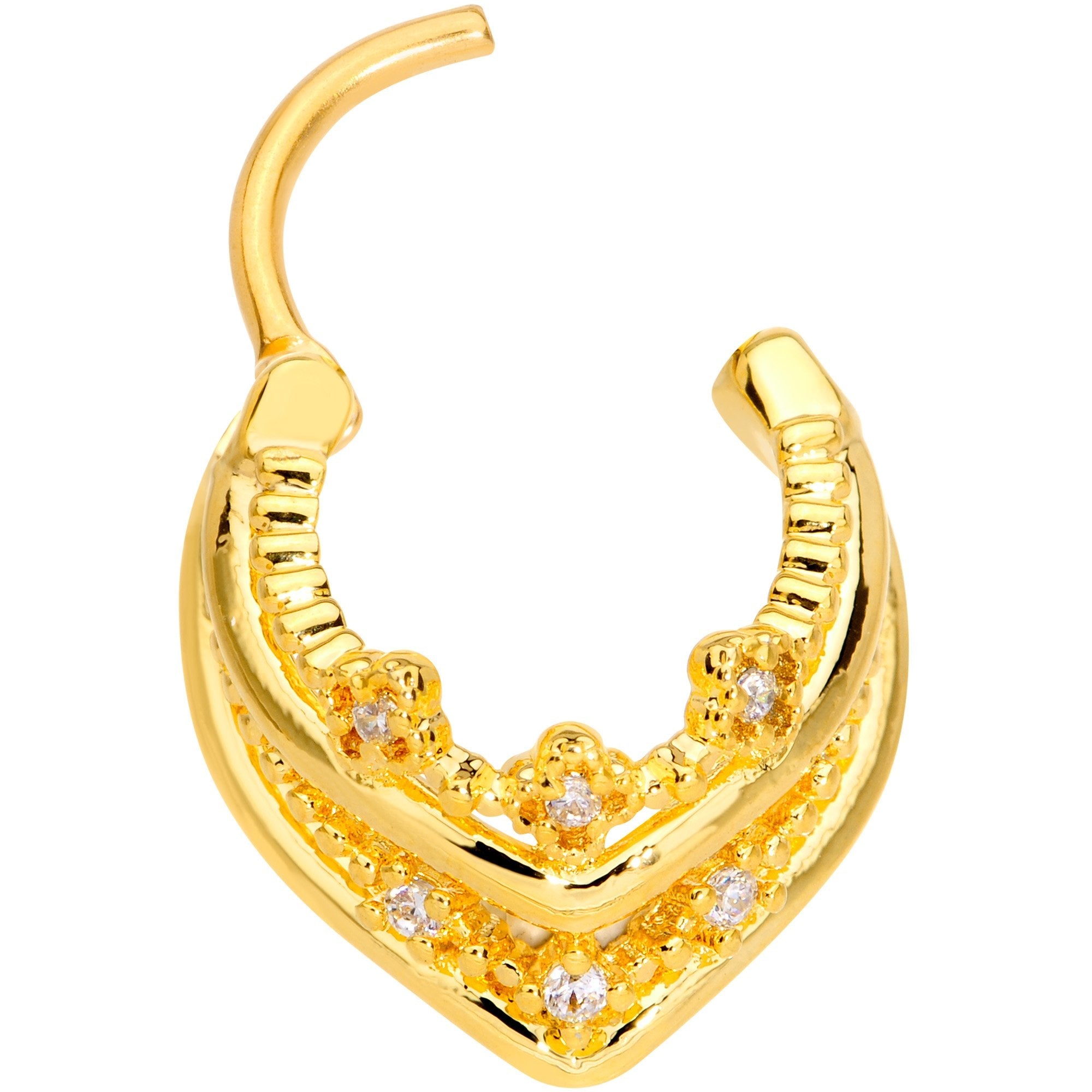 16G 3/8 Gold Tone Pretty Princess Hinged Septum Ring