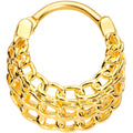 16G 3/8 Gold Tone Triple Chain Hinged Septum Ring