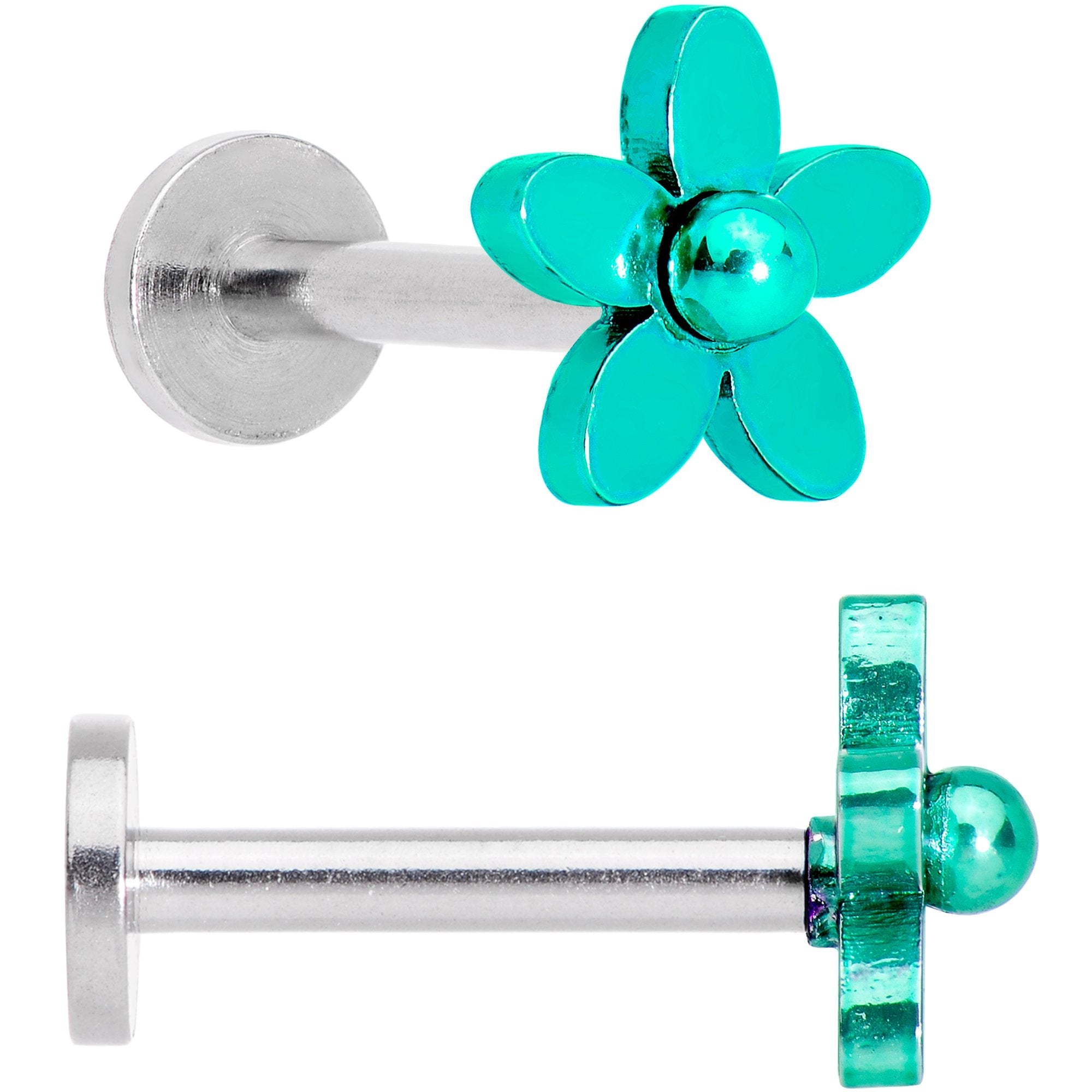 16G 5/16 Multicolor Internally Threaded Flower Labret Set of 4