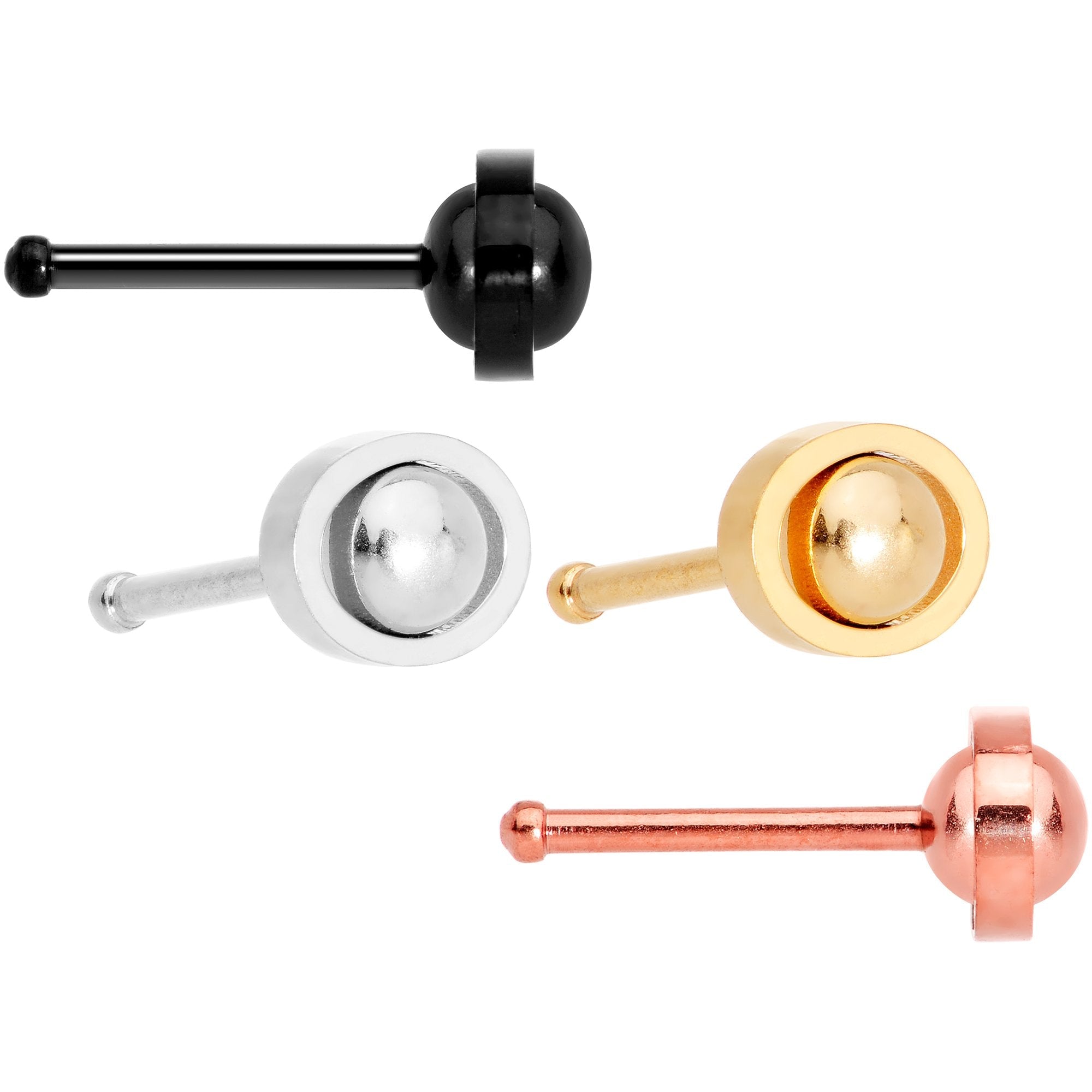 20G 1/4 5mm Multicolor Eyes Nose Bone Set of 4