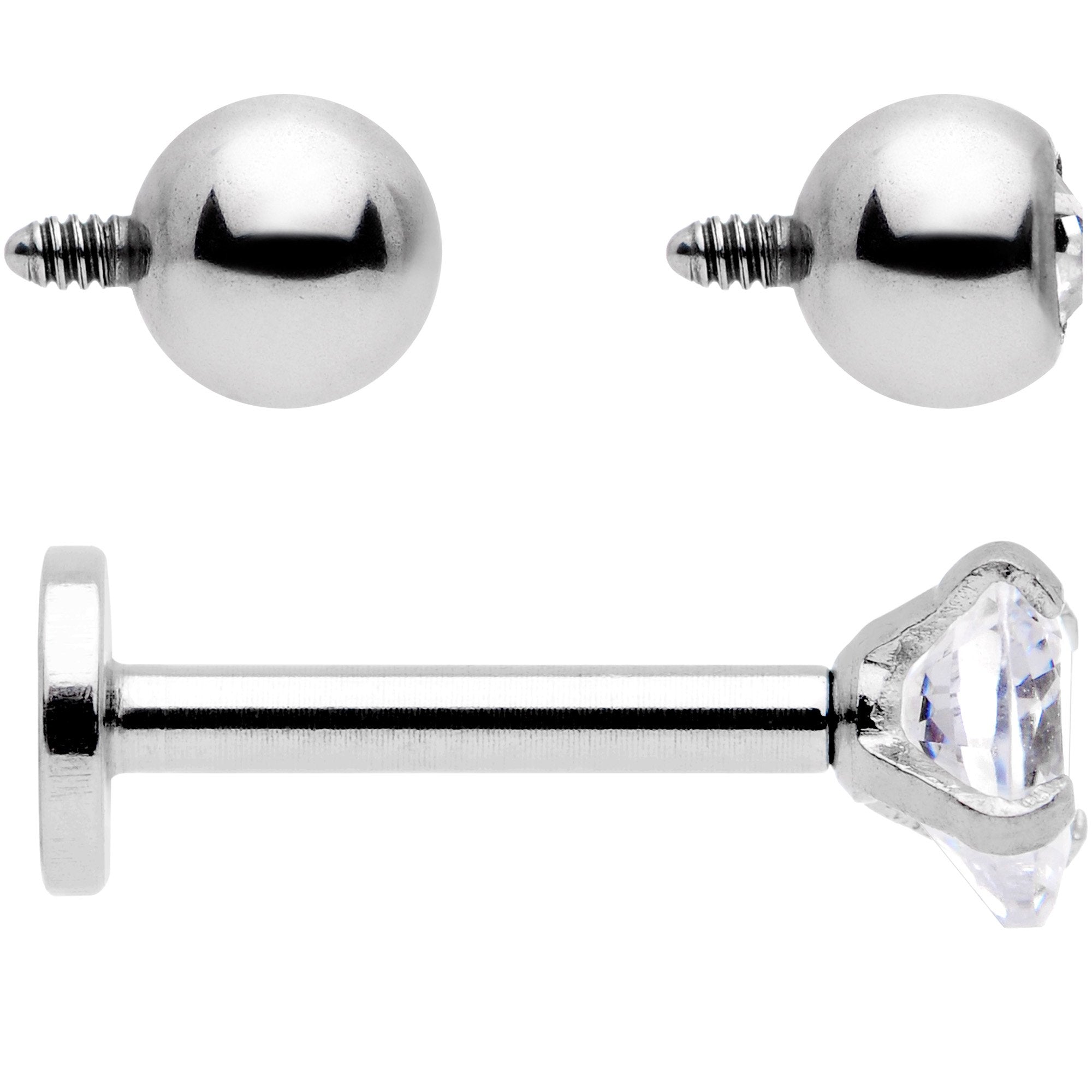 16G 5/16 Clear CZ Gem Variety Heart Labret Monroe Tragus