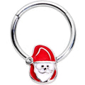 16G 3/8 Clear Gem Happy Santa Hinged Segment Ring