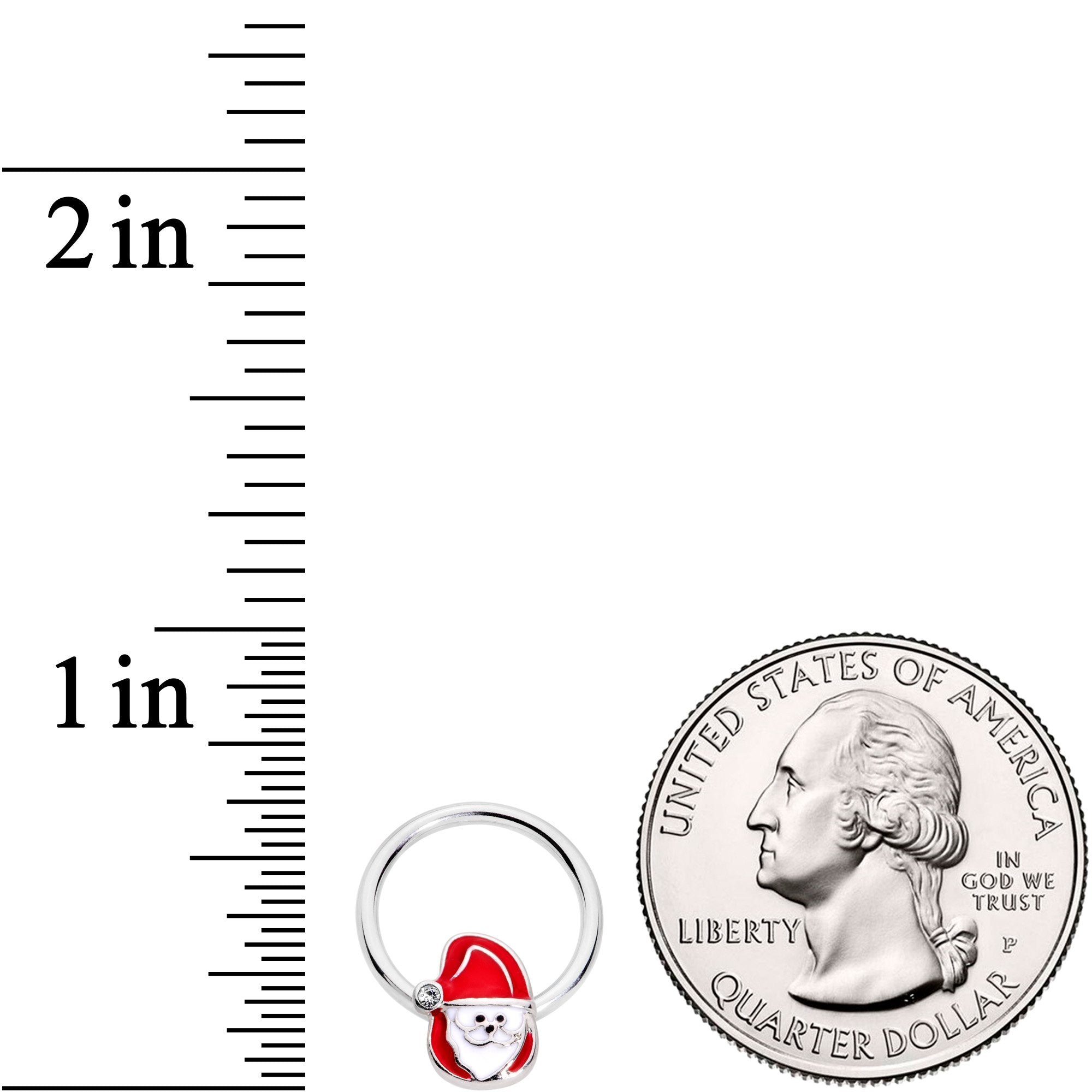 16G 3/8 Clear Gem Happy Santa BCR Captive Ring