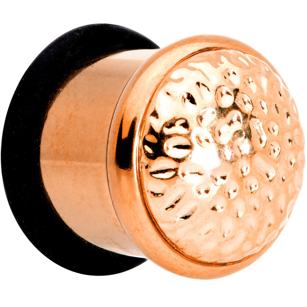 Rose Gold Tone Hammered Finish Single Flare Plug Set 6mm to 16mm Sizes