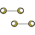 14G 9/16 Glow in the Dark Yellow Moon Barbell Nipple Ring Set