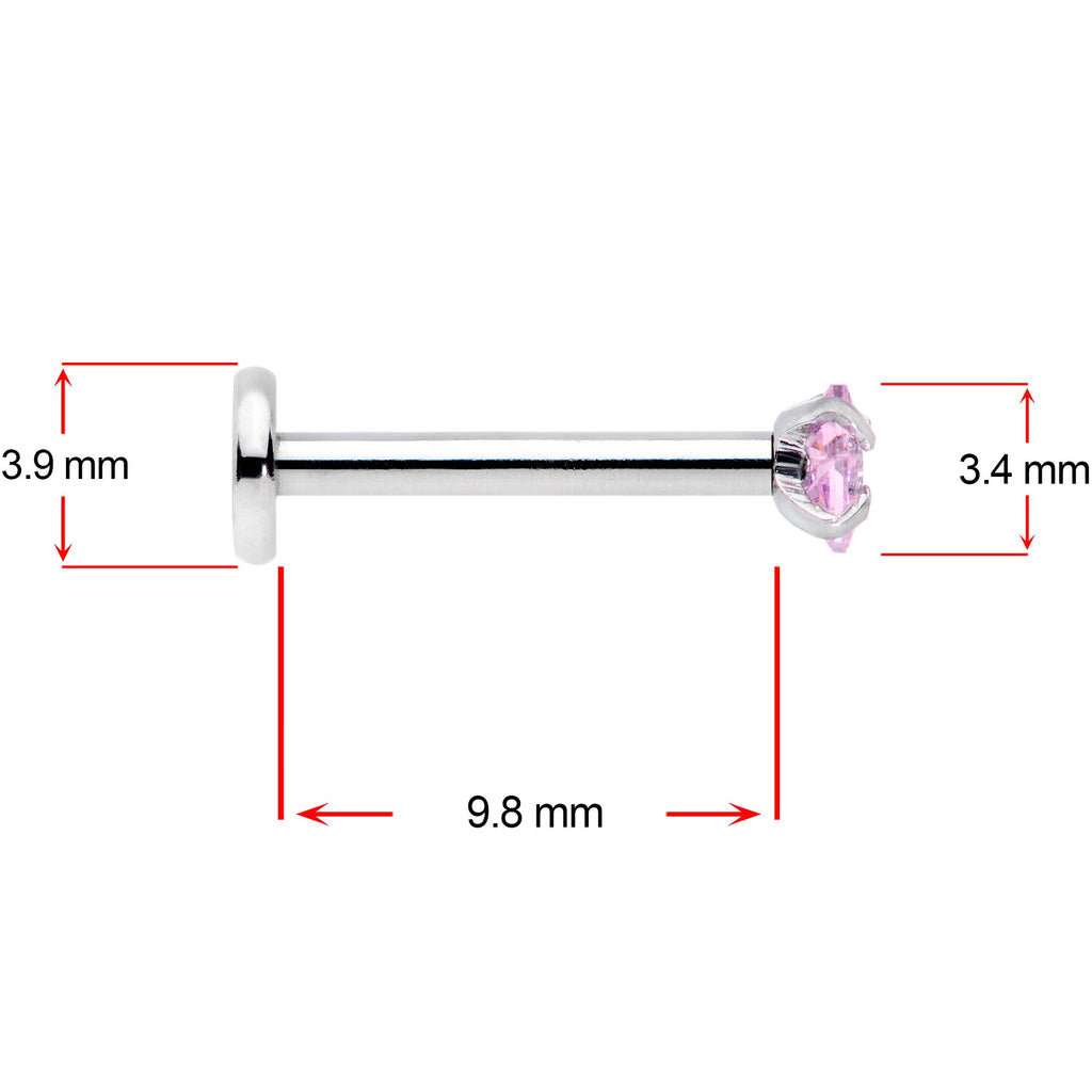 16G 3/8 Pink Aurora Blue CZ Gem Labret Tragus Set of 3