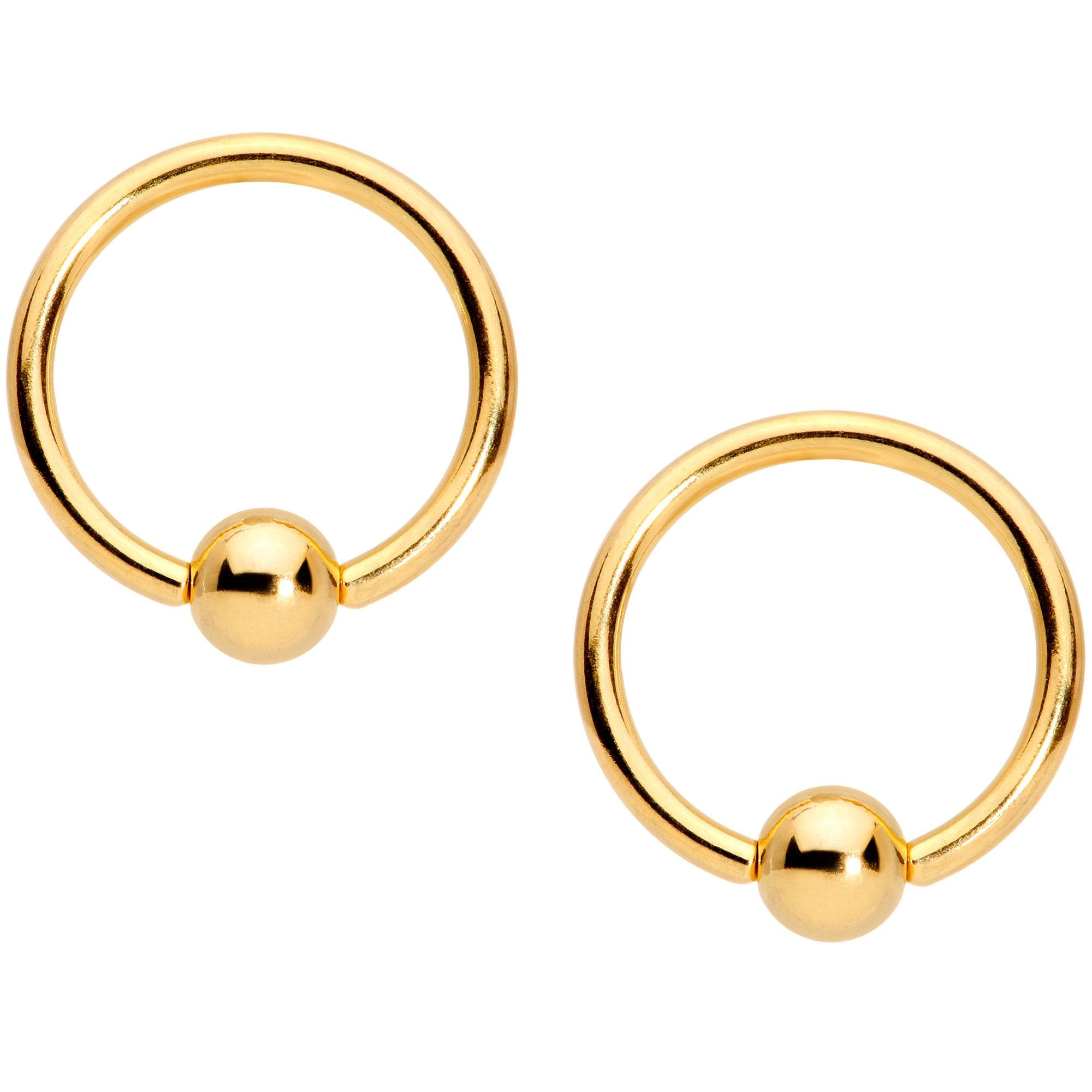 14G Red Gem Gold Tone Holly BCR Barbell Nipple Ring Set of 4