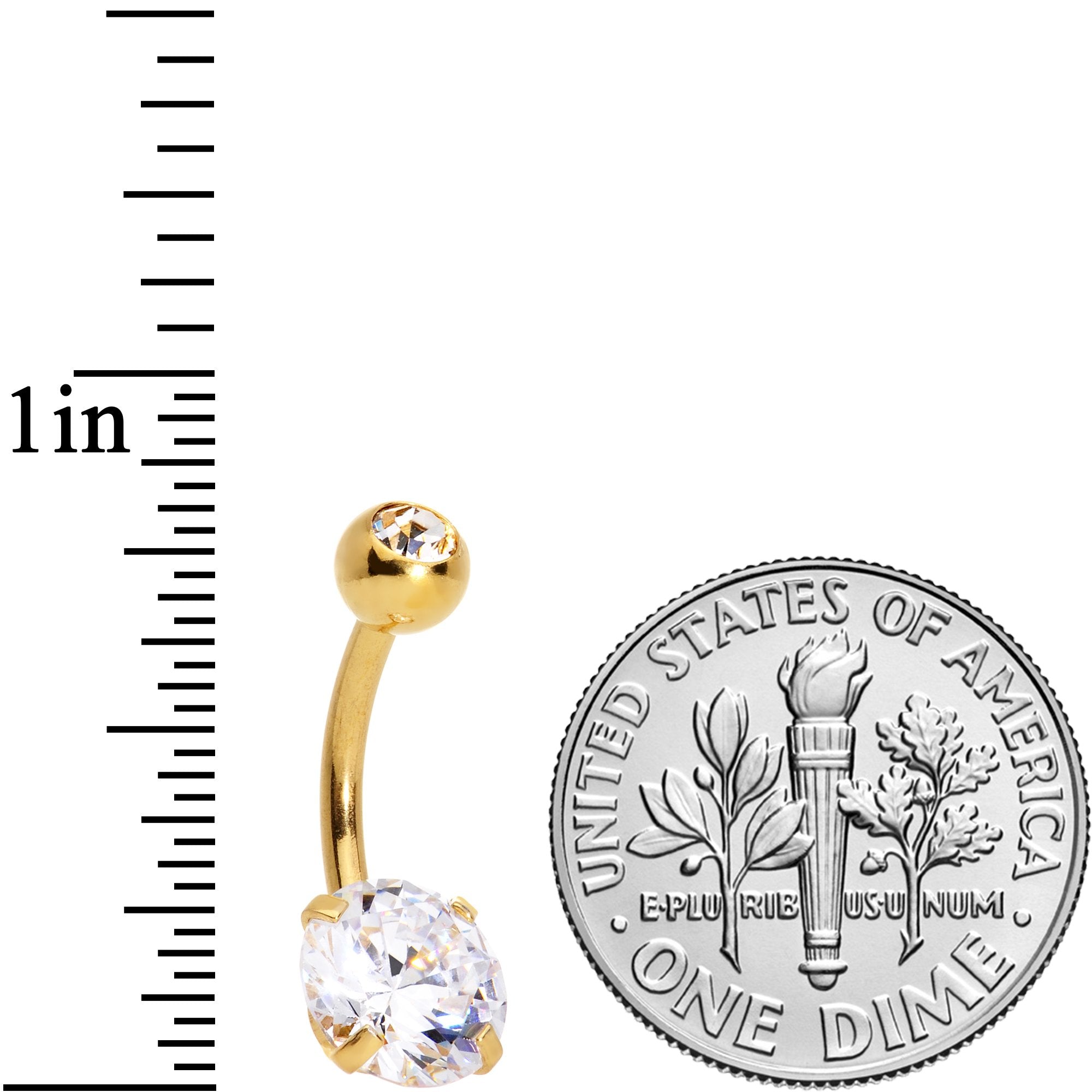 Clear Gem Gold Tone Large and Small Gem Belly Ring