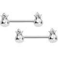 14G 9/16 Clear Gem Tulip Flower Barbell Nipple Ring Set