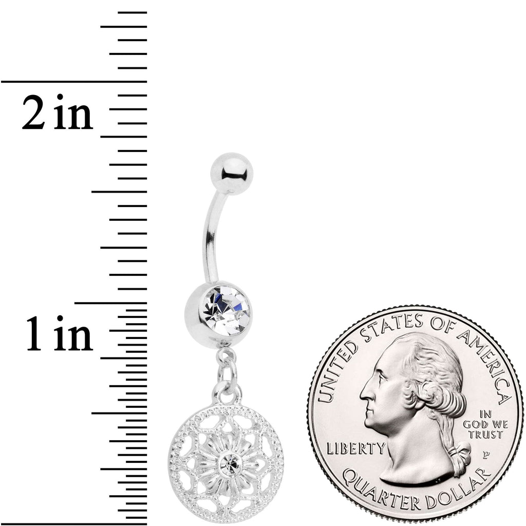 Clear Gem Ring Around a Snowflake Dangle Belly Ring