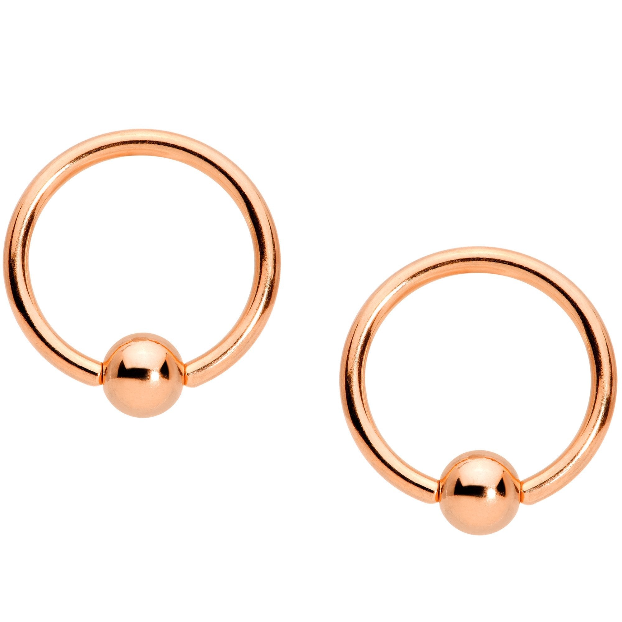 14G Rose Gold Tone Santa Captive Barbell Nipple Ring Set of 4