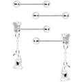 14G 9/16 Flowers Barbell Nipple Ring Set of 4