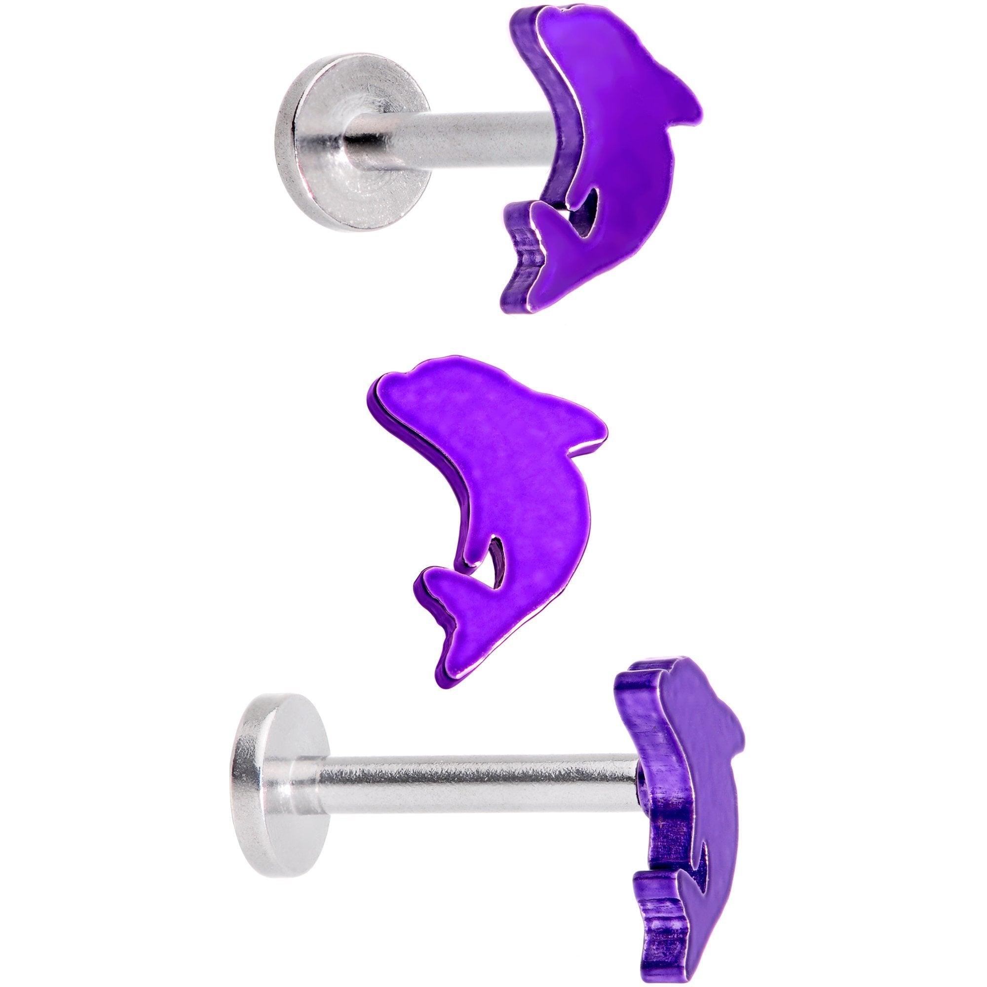 16G 5/16 Leaping Dolphins Labret Monroe Tragus Set of 4