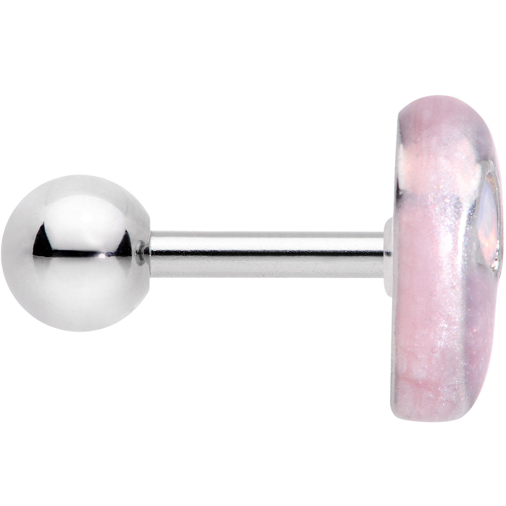 16G 1/4 White Synthetic Opal Alien Tragus Cartilage Earring