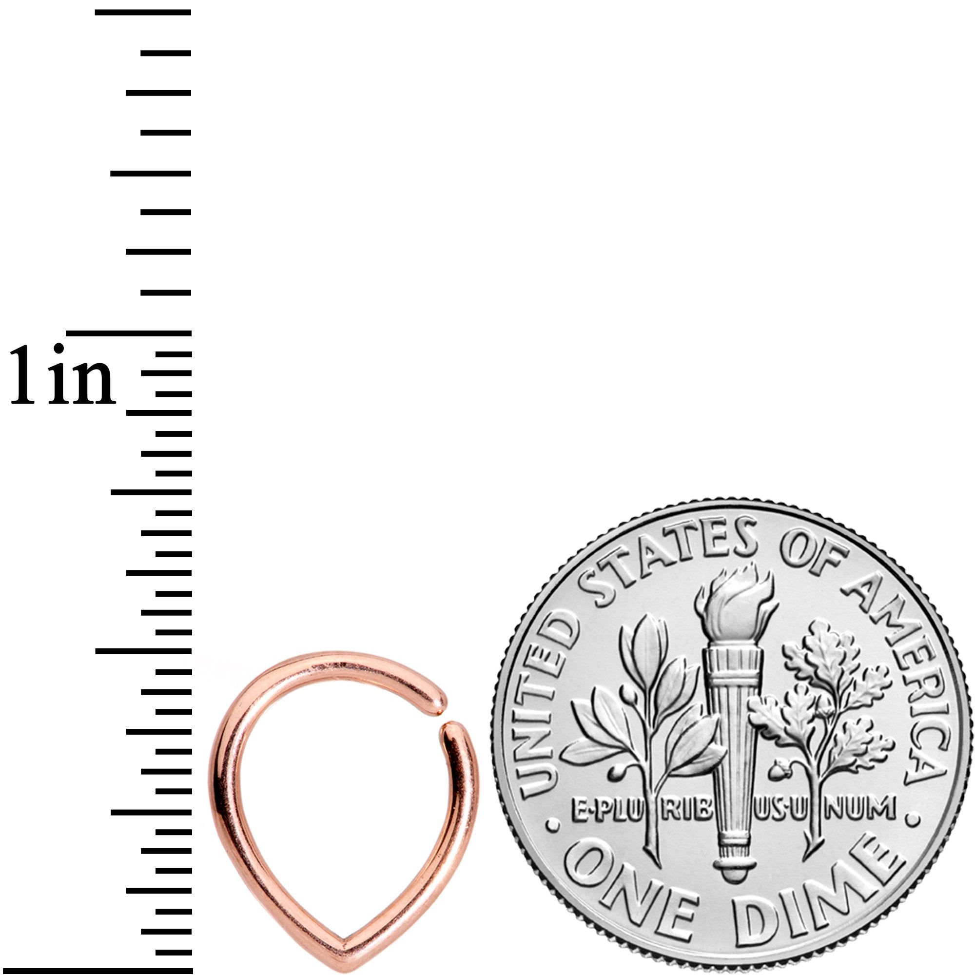16G 3/8 Rose Gold Tone Teardrop Closure Ring