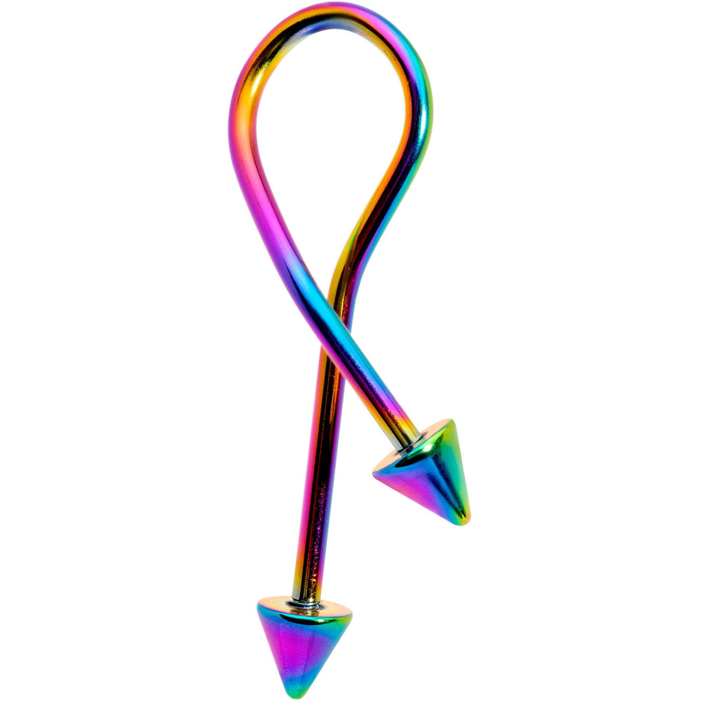 16G 25mm Rainbow Anodized Cone End Twister Cartilage Earring
