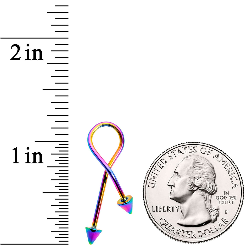 16G 25mm Rainbow Anodized Cone End Twister Cartilage Earring